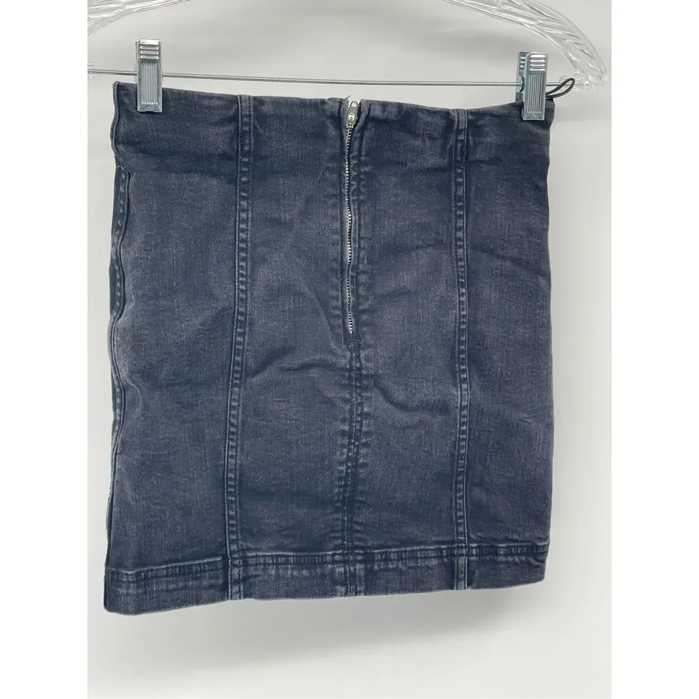 Free People Denim Skirt Women Size‎ 2 Black Mini